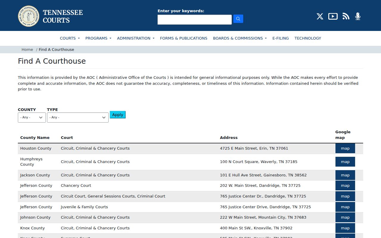 Marion County court docket courthouse directory at Courthouse Square