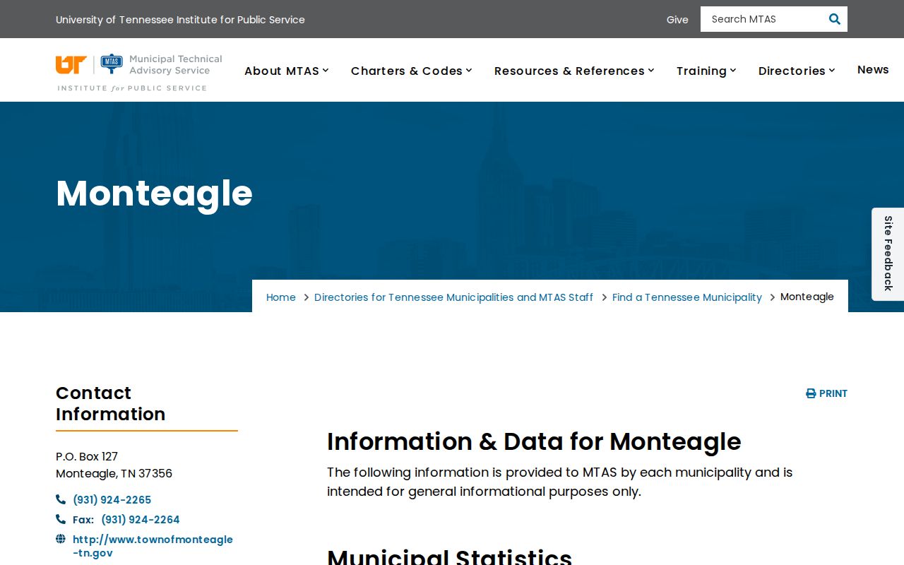 MTAS Monteagle municipal court profile used to contrast local access channels